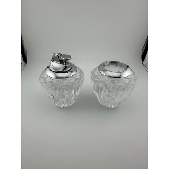 Princess House "Highlights" Cut Crystal Lighter and Toothpick Holder Set 1980s - Picture 5 of 11